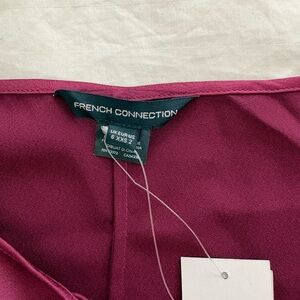 French Connection Dark Magenta Satin Strappy Mini Dress
